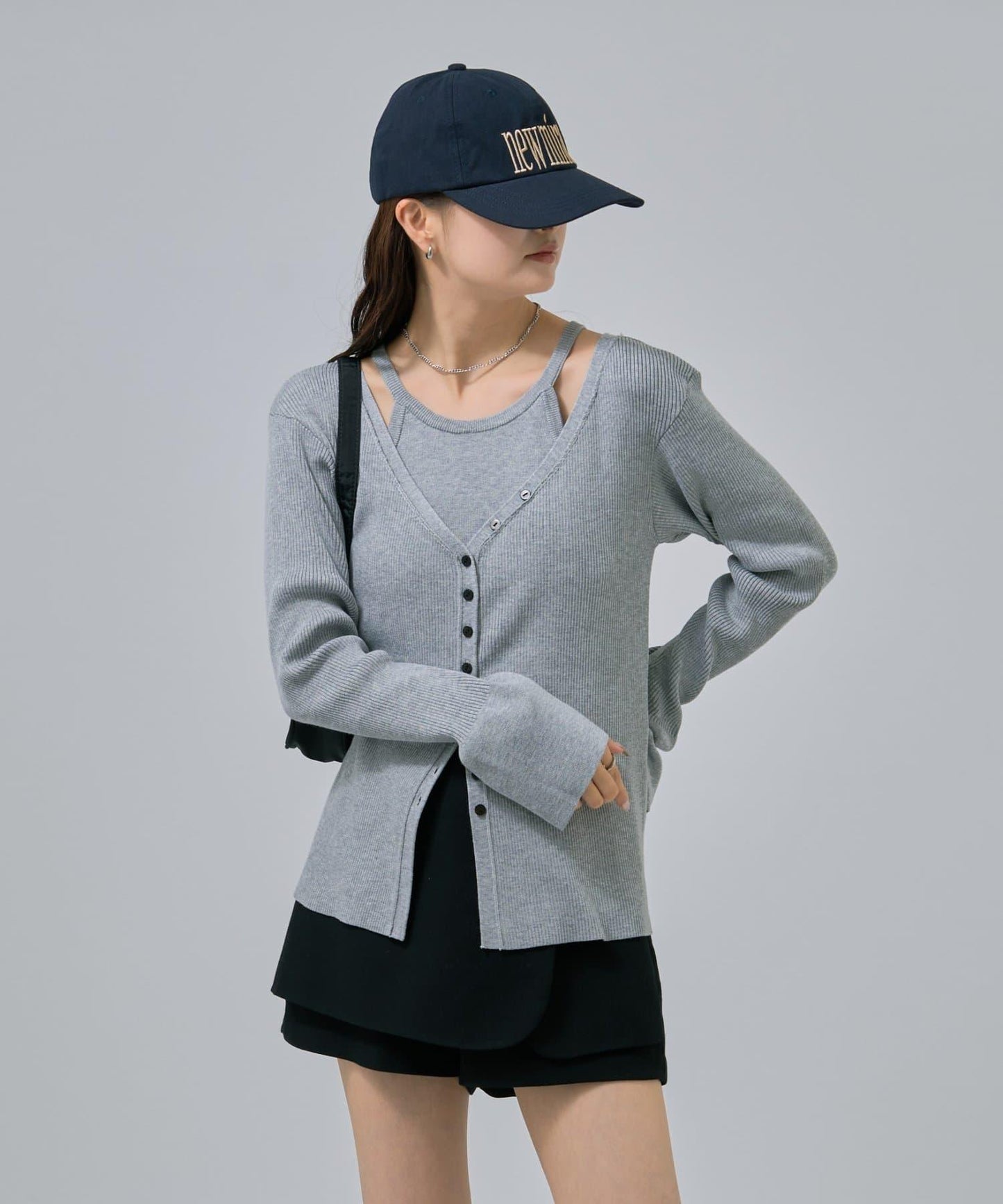 無袖針織開衫套裝