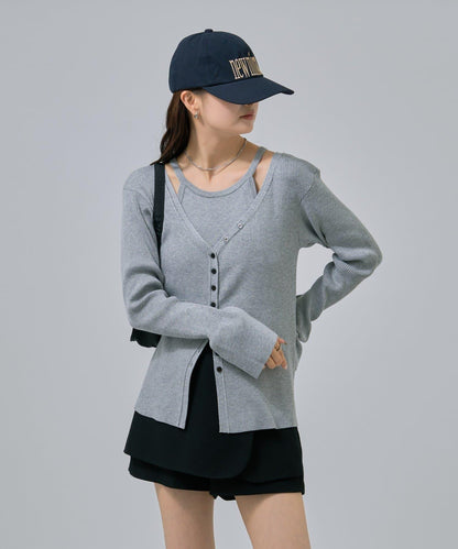 無袖針織開衫套裝