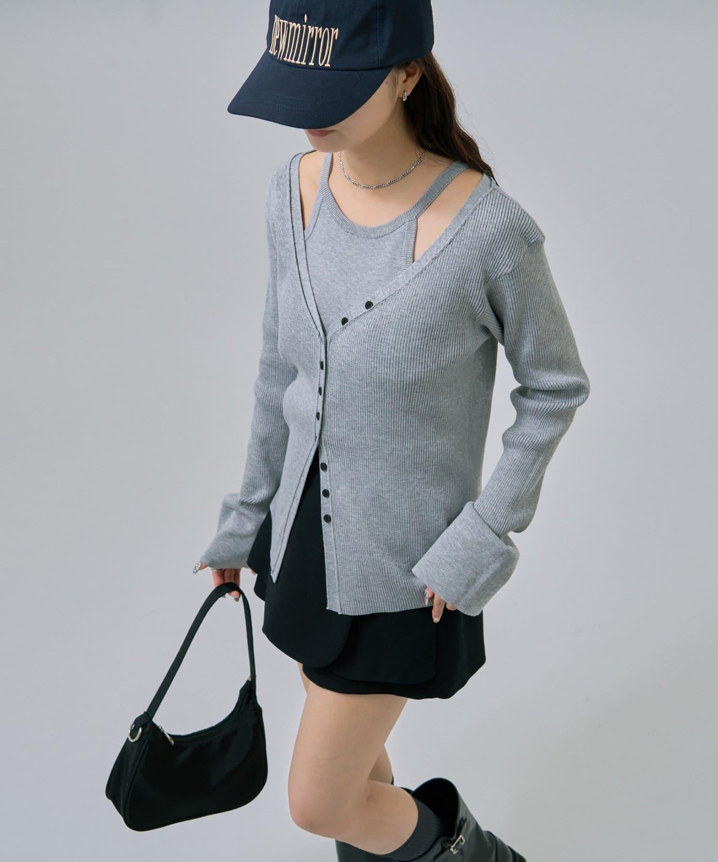 無袖針織開衫套裝