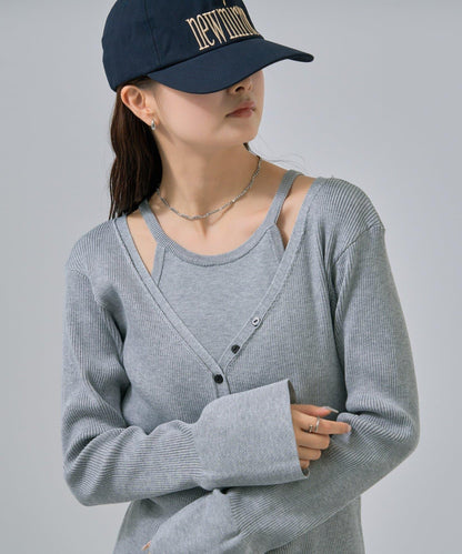 無袖針織開衫套裝