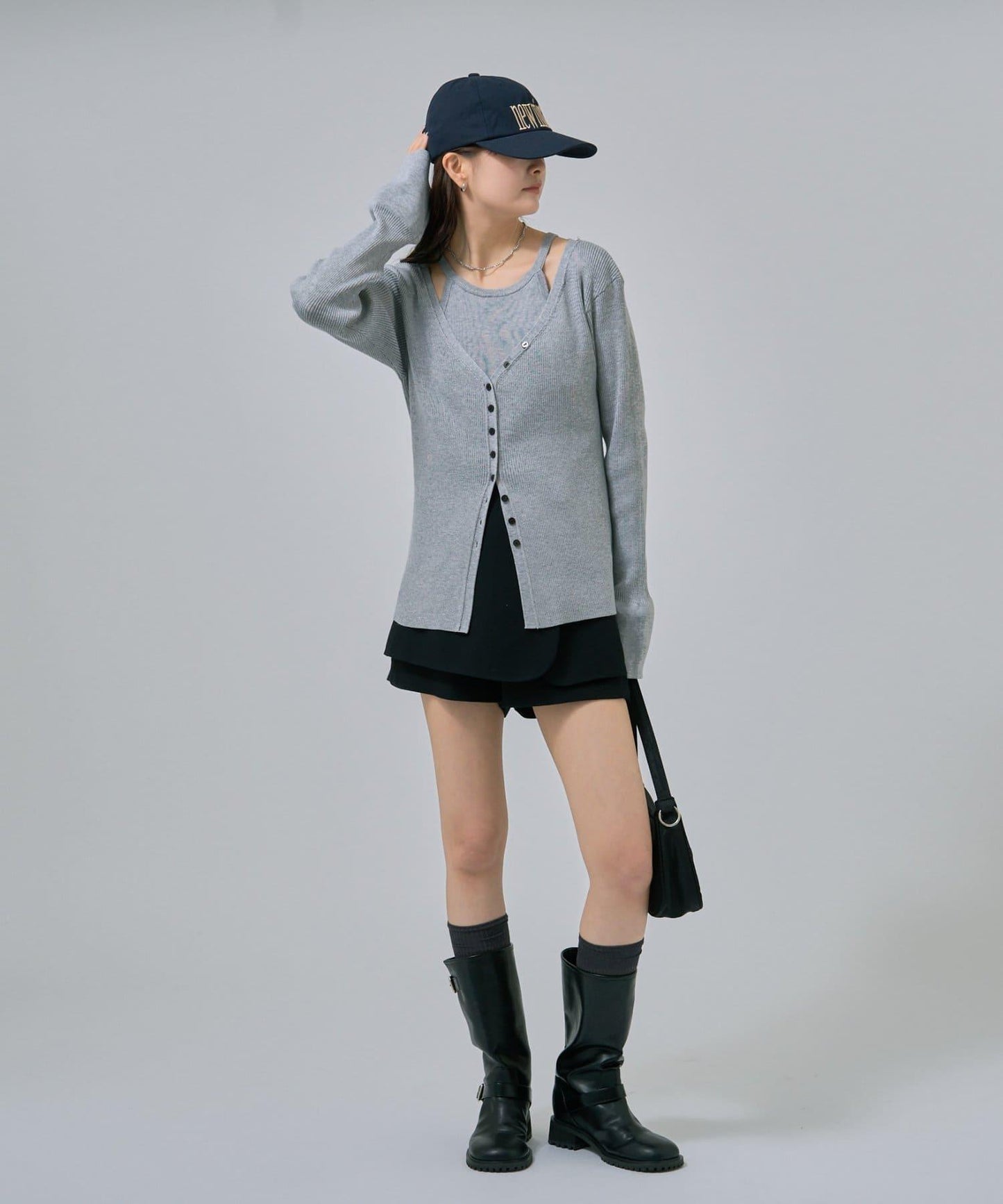 無袖針織開衫套裝