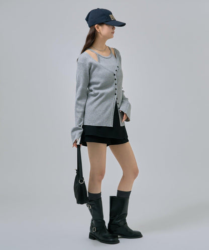 無袖針織開衫套裝