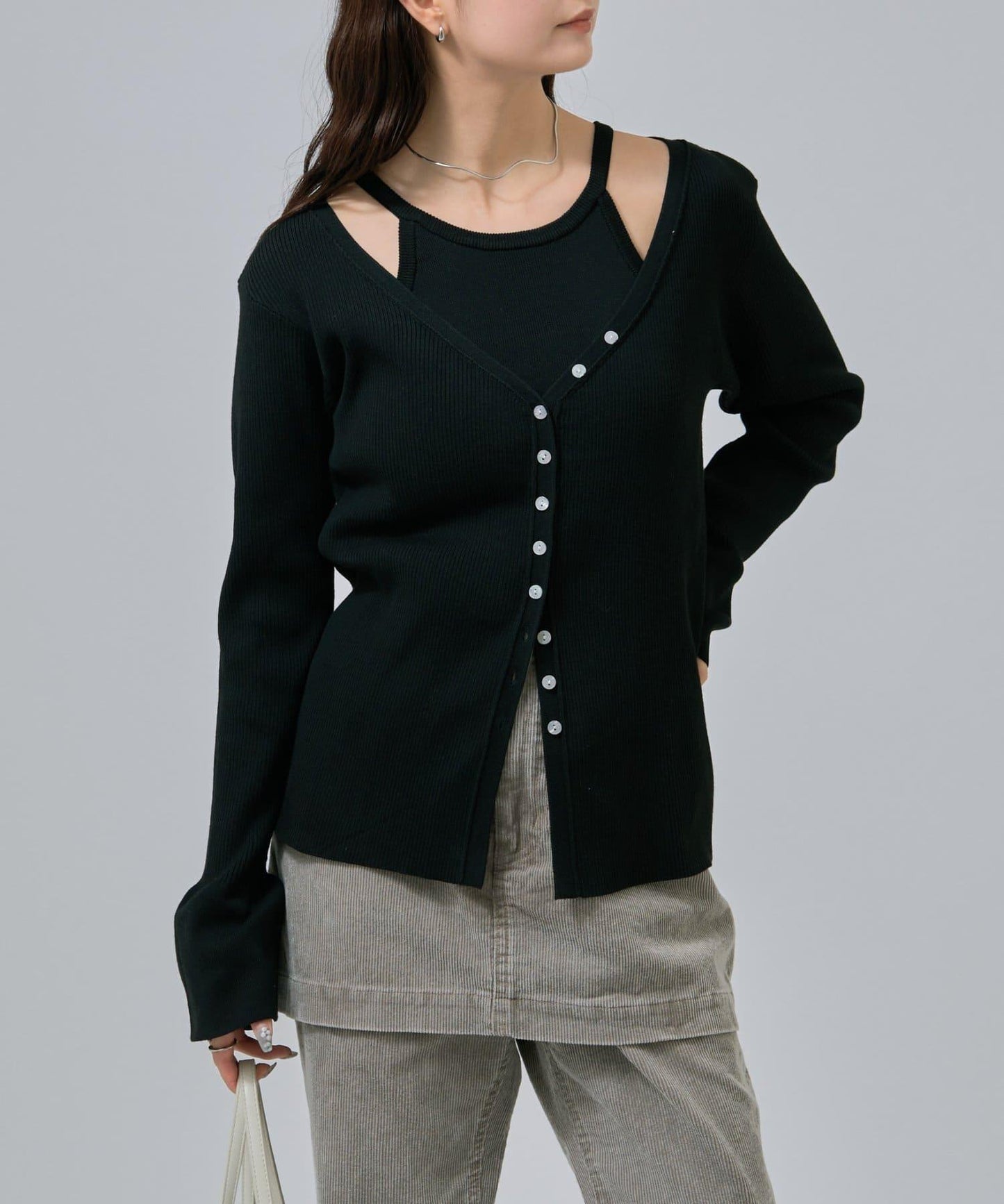 無袖針織開衫套裝