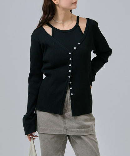 無袖針織開衫套裝