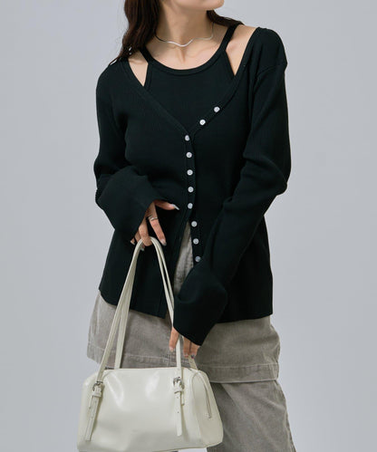 無袖針織開衫套裝