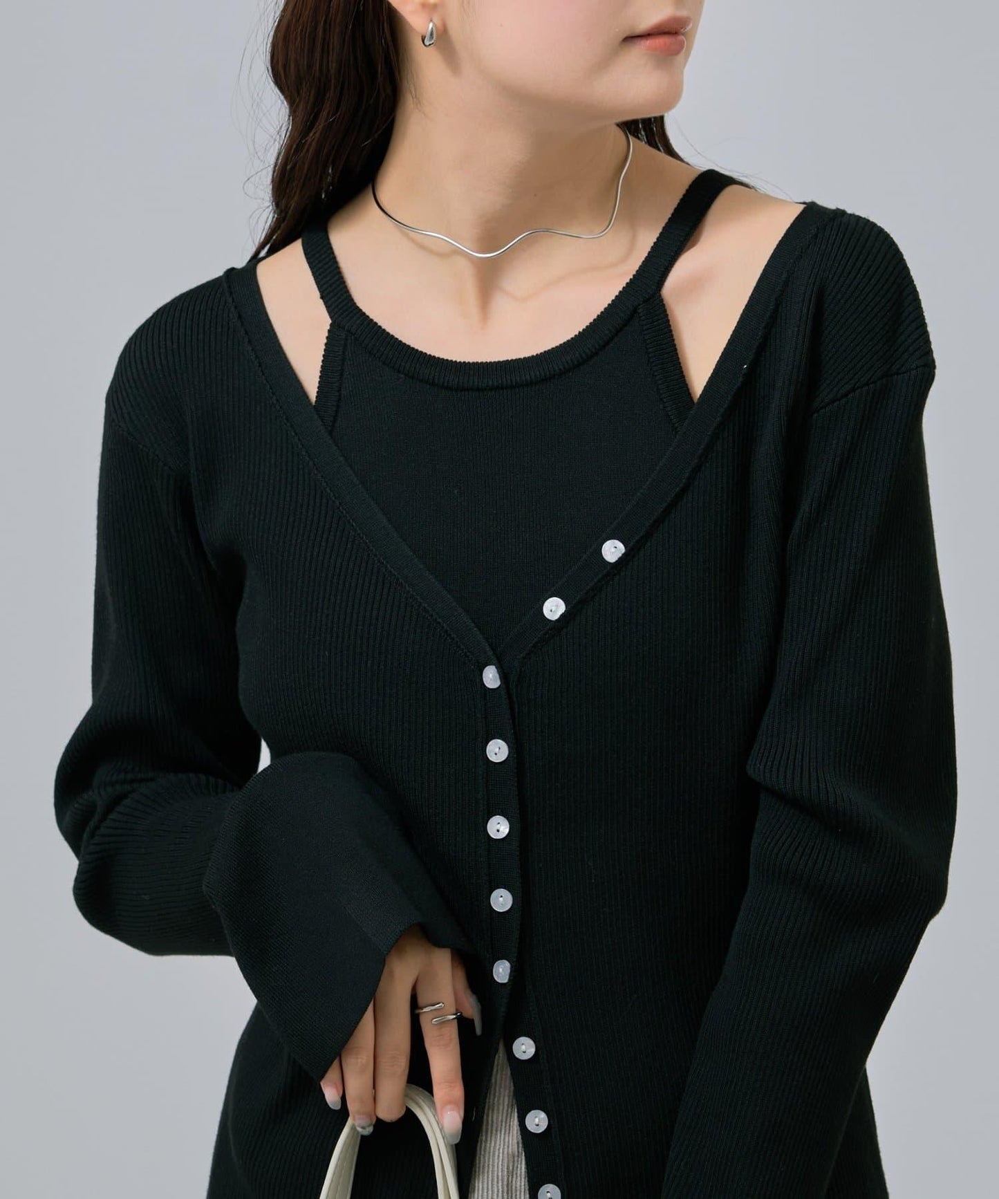 無袖針織開衫套裝