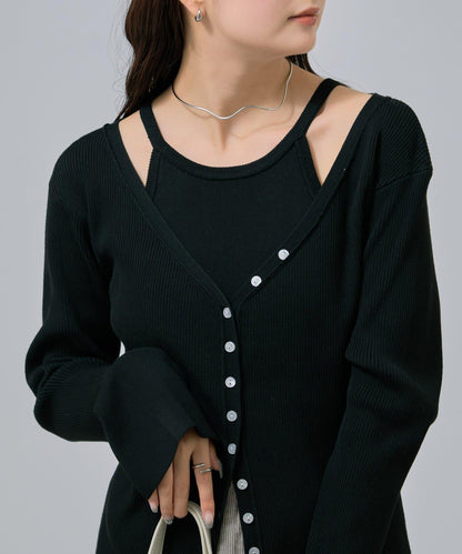 無袖針織開衫套裝