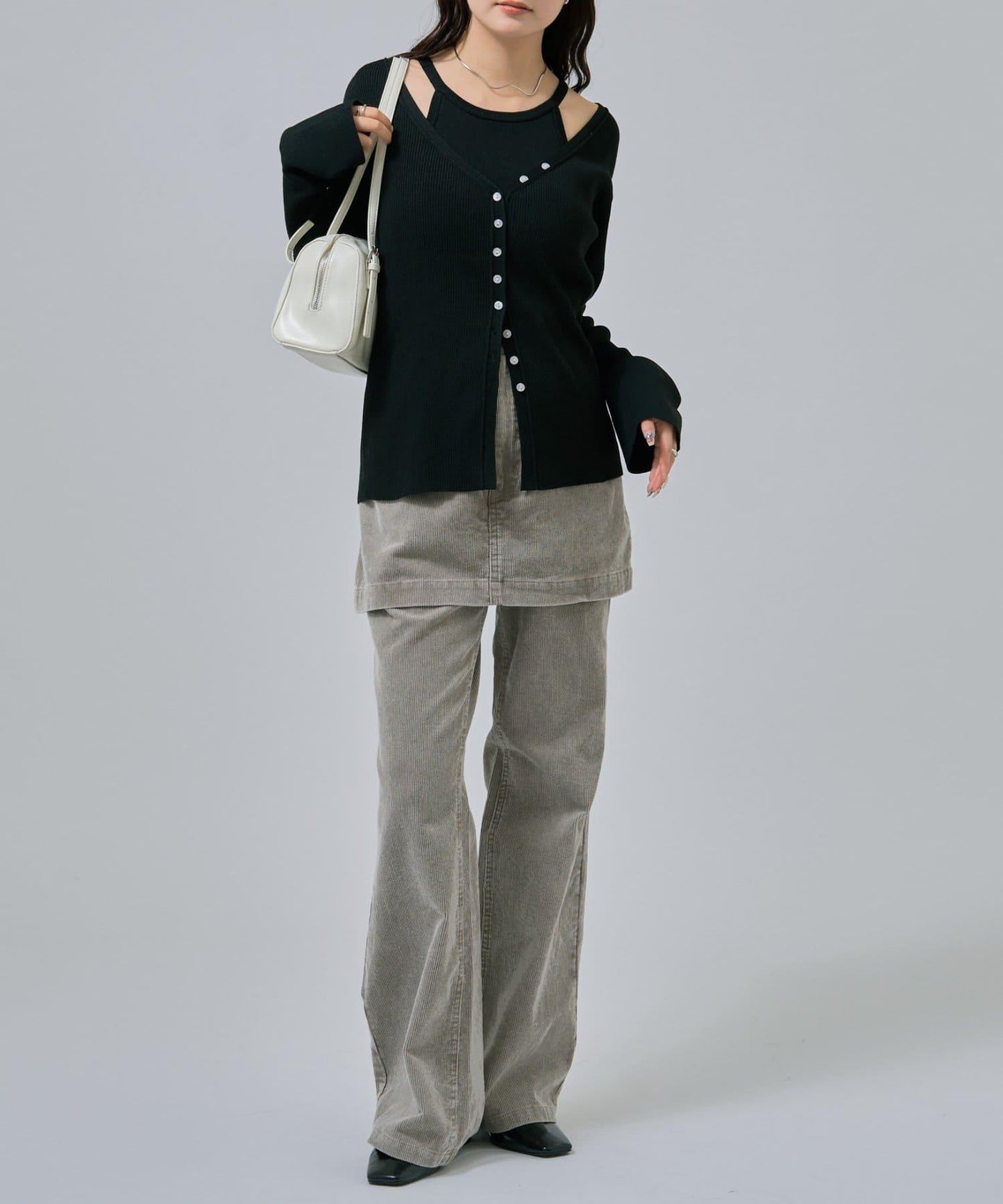 無袖針織開衫套裝