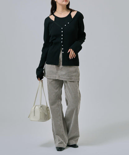 無袖針織開衫套裝