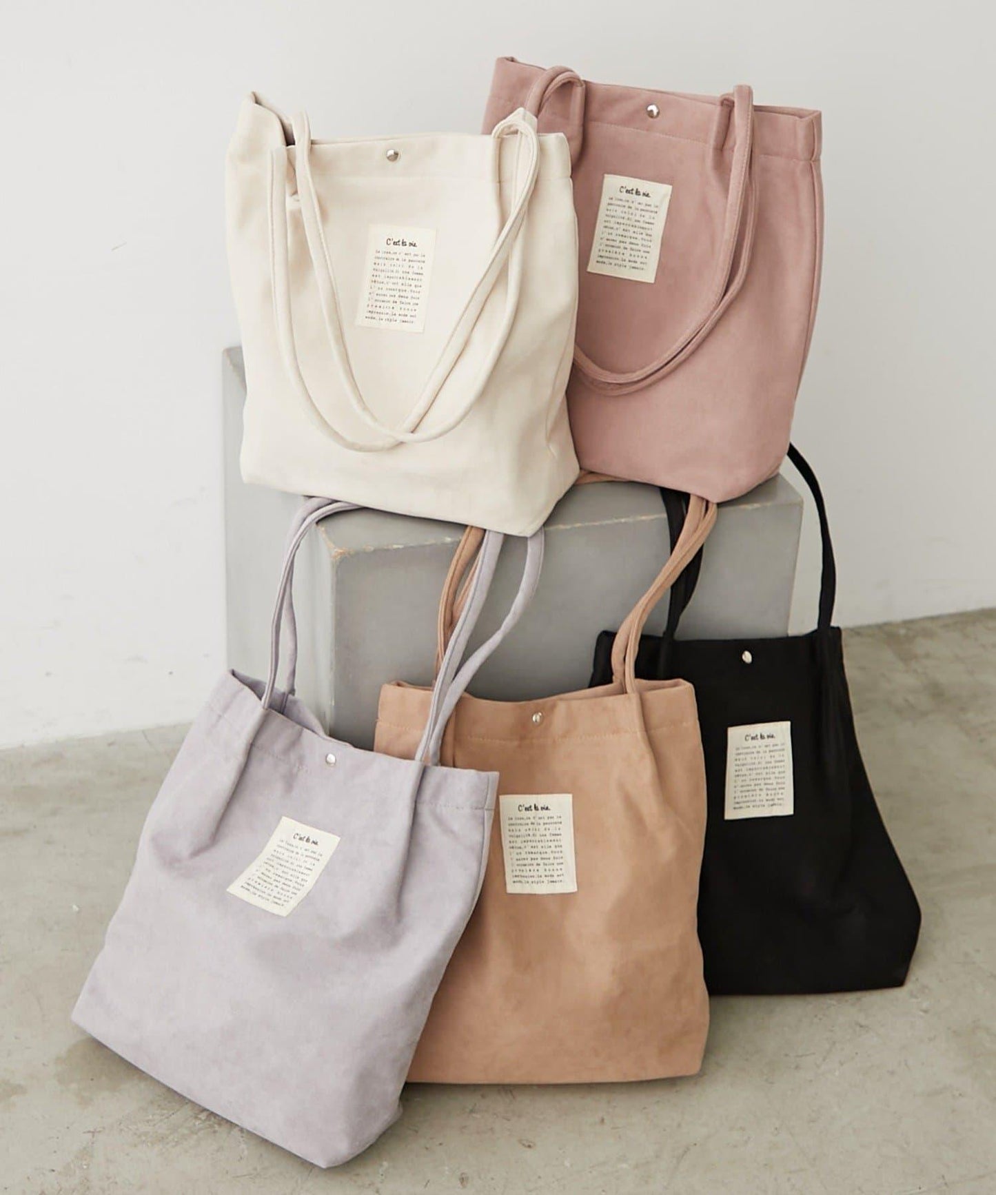 仿麂皮手柄褶皺托特包