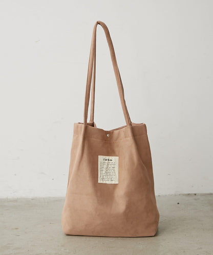 仿麂皮手柄褶皺托特包