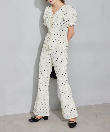 【Seemi.】天鵝絨波點長褲