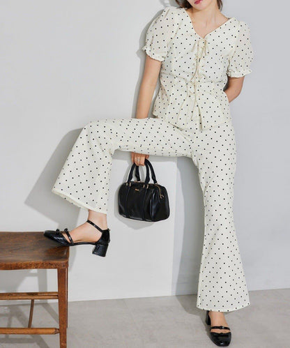 【Seemi.】天鵝絨波點長褲