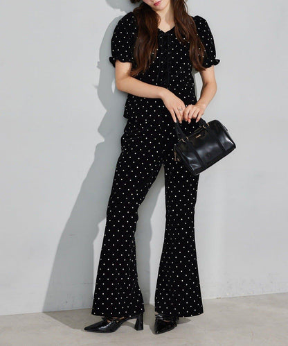 【Seemi.】天鵝絨波點長褲