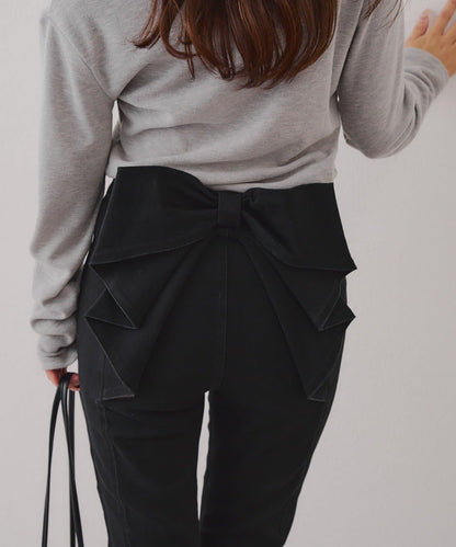 【背面也很可愛】蝴蝶結牛仔喇叭褲