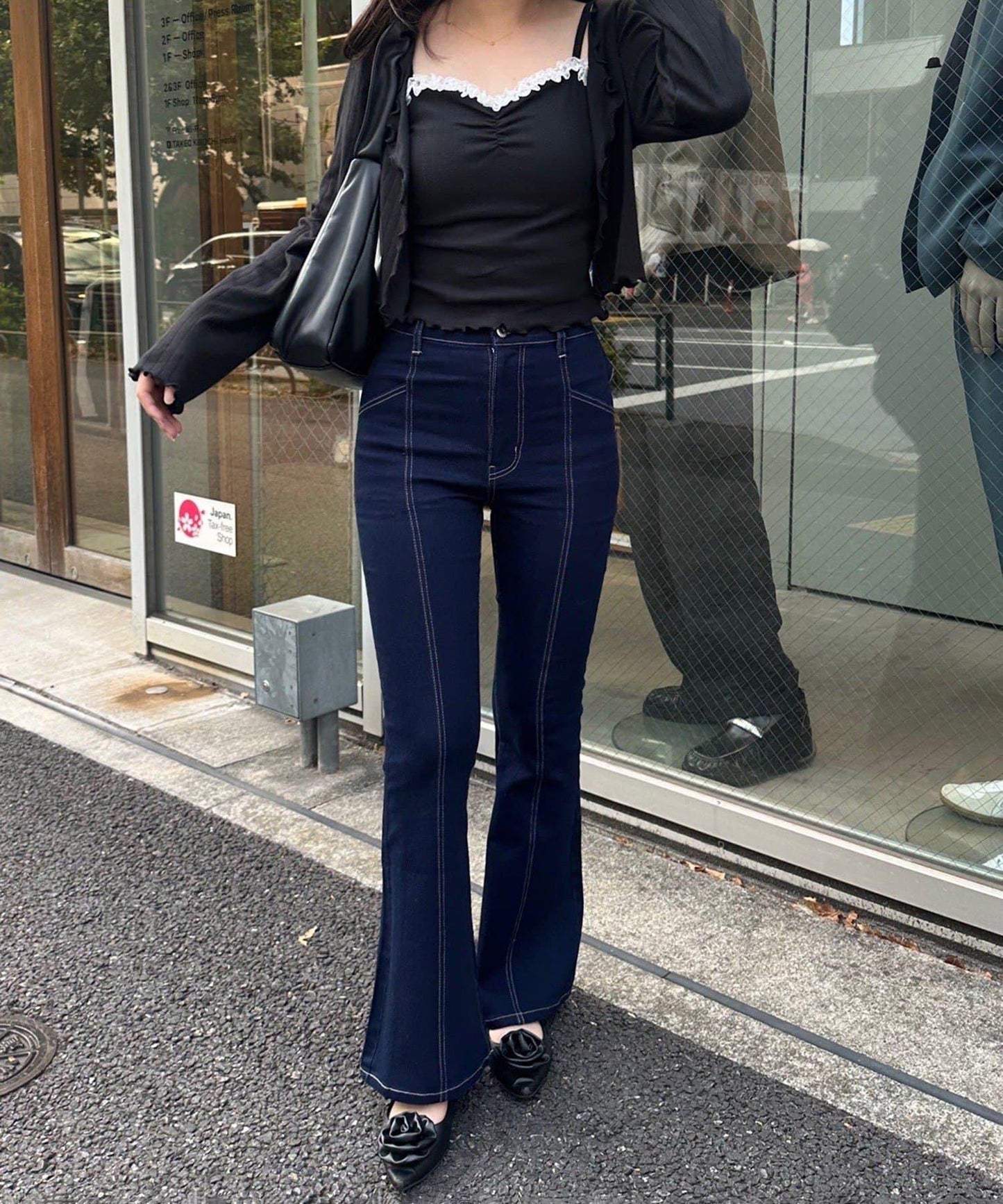 【背面也很可愛】蝴蝶結牛仔喇叭褲