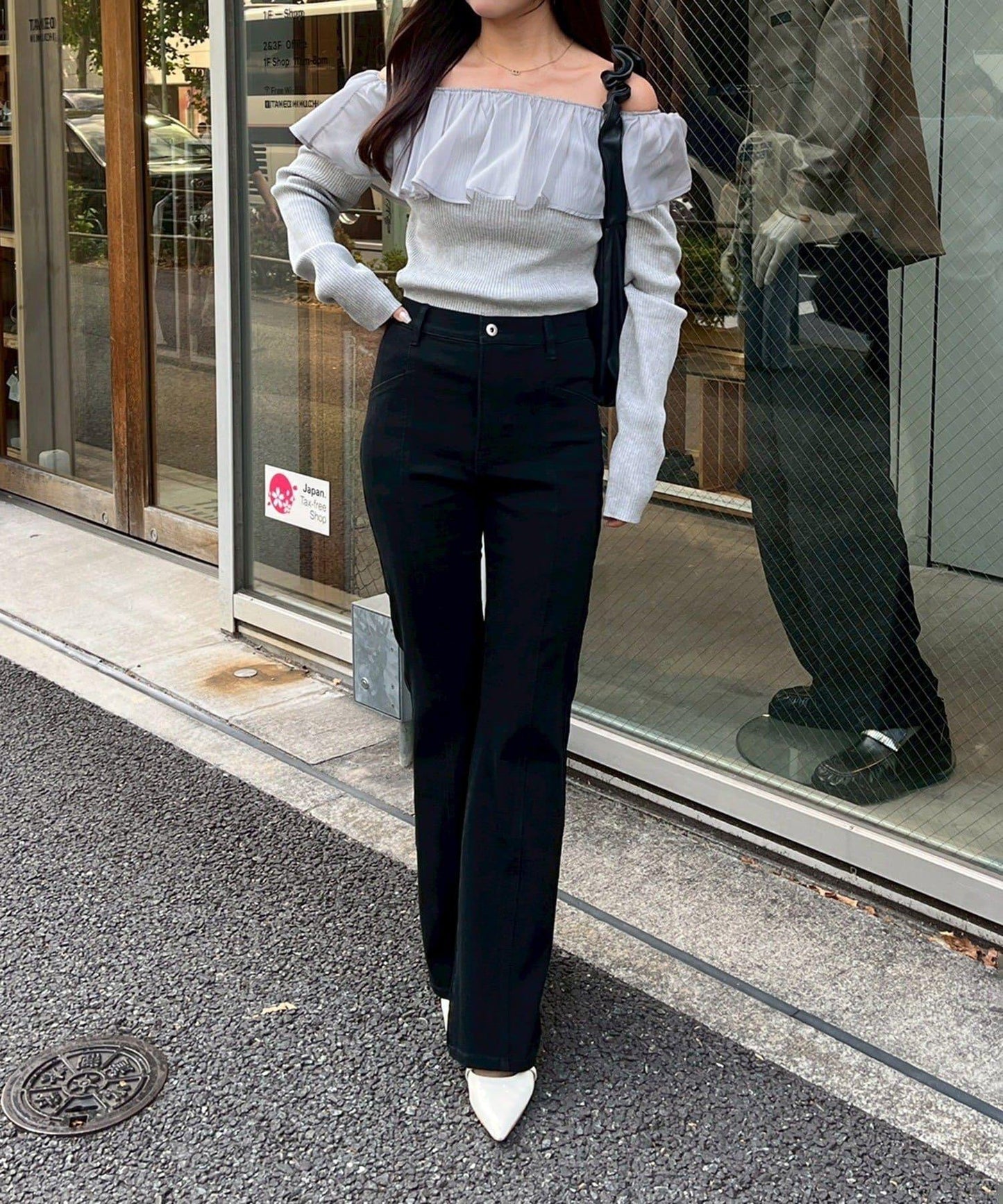 【背面也很可愛】蝴蝶結牛仔喇叭褲