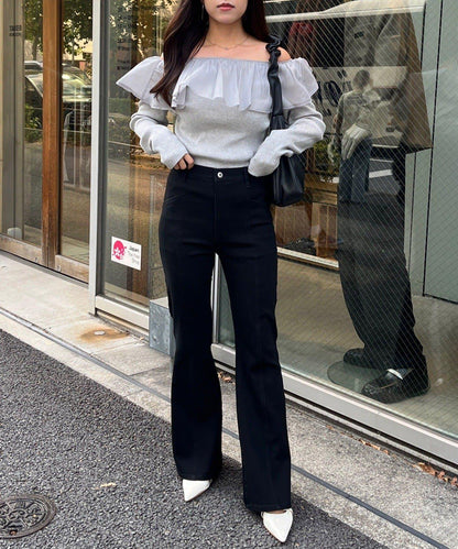 【背面也很可愛】蝴蝶結牛仔喇叭褲