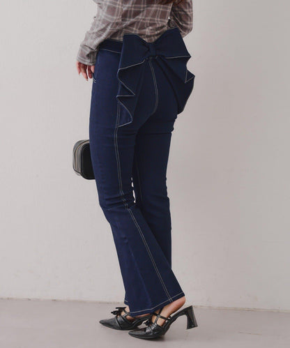 【背面也很可愛】蝴蝶結牛仔喇叭褲