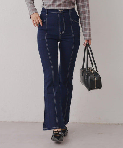 【背面也很可愛】蝴蝶結牛仔喇叭褲