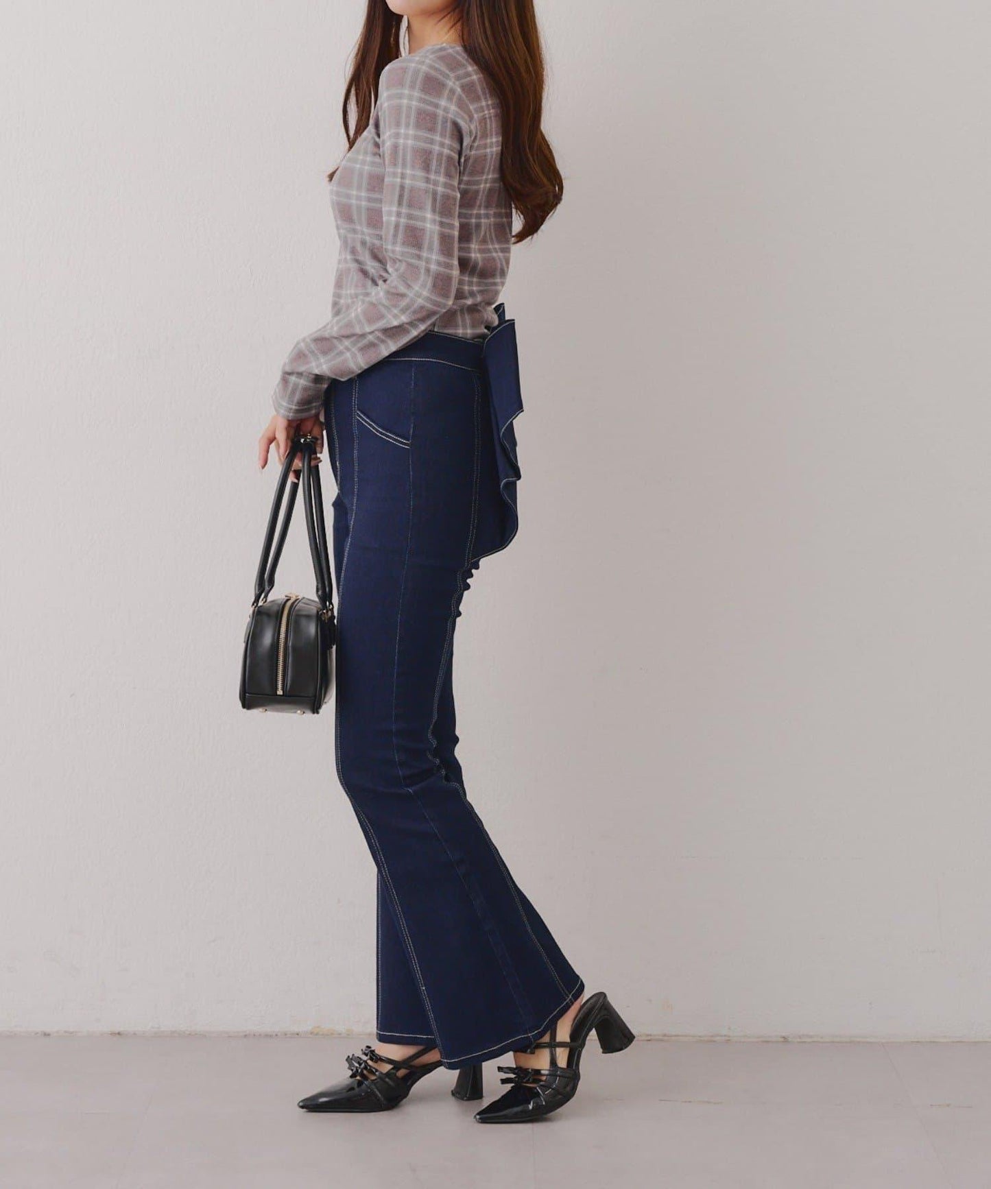 【背面也很可愛】蝴蝶結牛仔喇叭褲