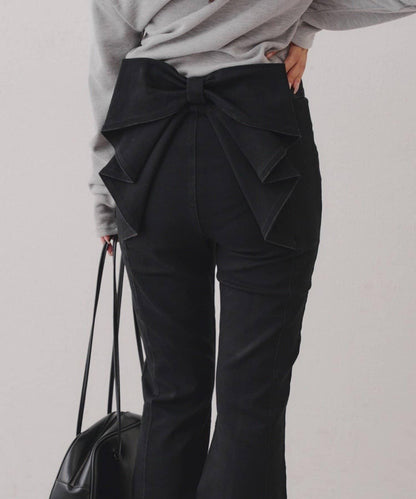 【背面也很可愛】蝴蝶結牛仔喇叭褲