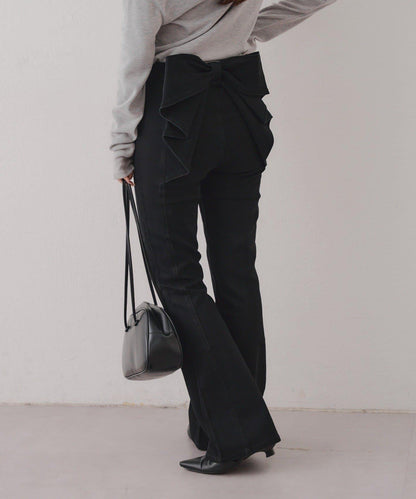 【背面也很可愛】蝴蝶結牛仔喇叭褲