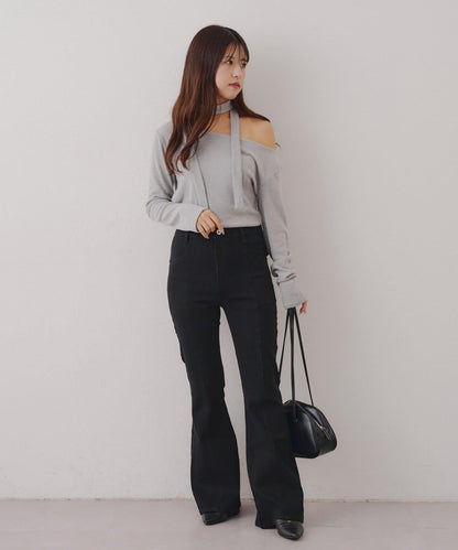 【背面也很可愛】蝴蝶結牛仔喇叭褲