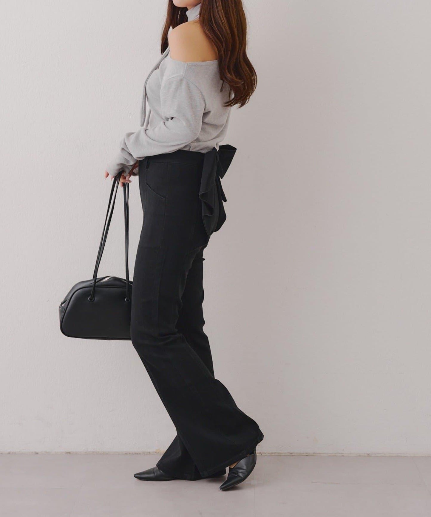 【背面也很可愛】蝴蝶結牛仔喇叭褲