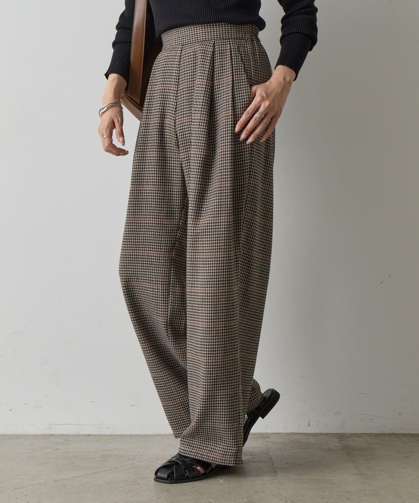 【AW/可搭配套裝】TR格紋雙褶直筒褲