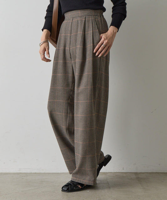 【AW/可搭配套裝】TR格紋雙褶直筒褲