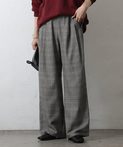 【AW/可搭配套裝】TR格紋雙褶直筒褲