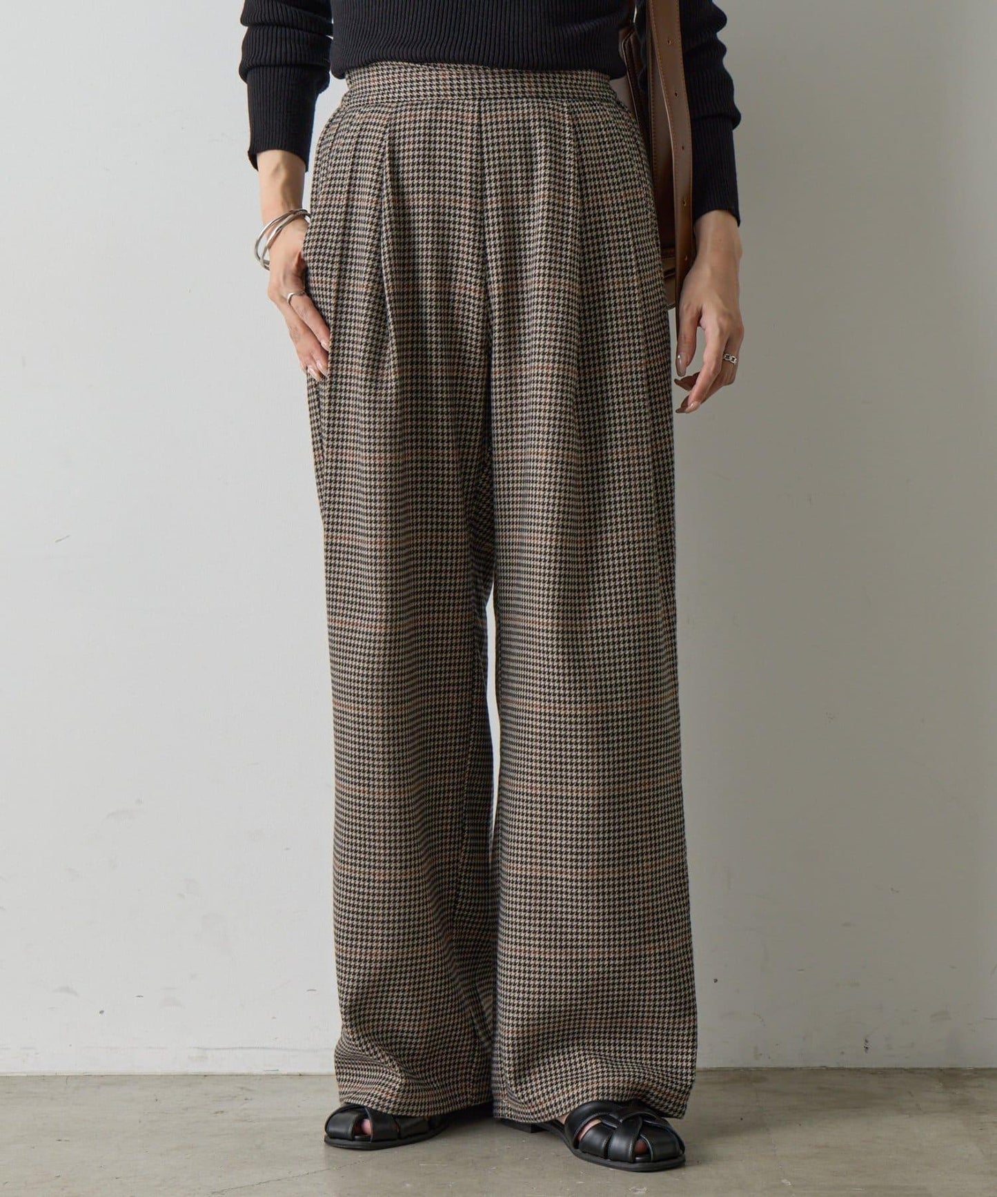 【AW/可搭配套裝】TR格紋雙褶直筒褲