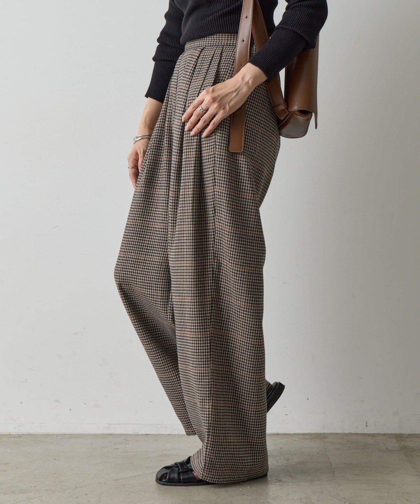 【AW/可搭配套裝】TR格紋雙褶直筒褲