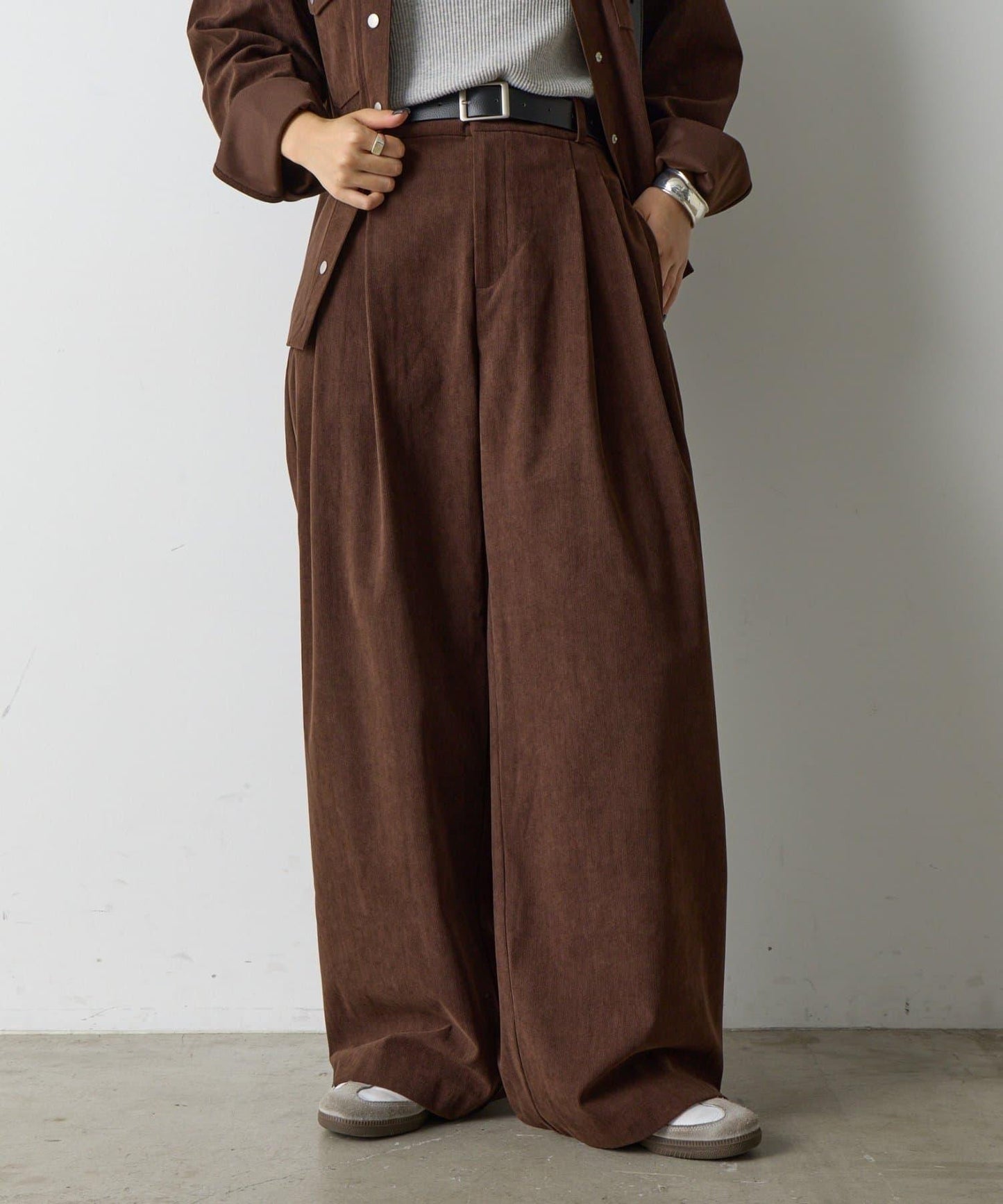 【AW/可搭配套裝】燈芯絨寬腿褲