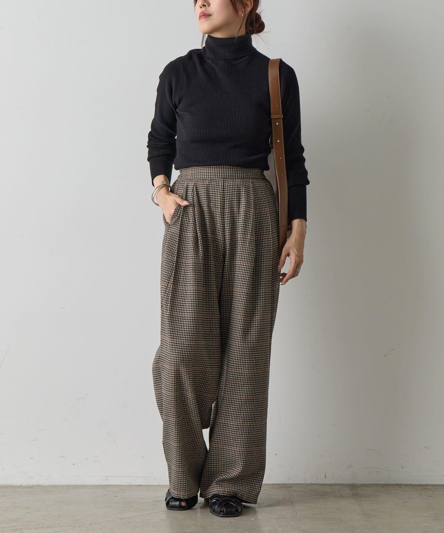 【AW/可搭配套裝】TR格紋雙褶直筒褲