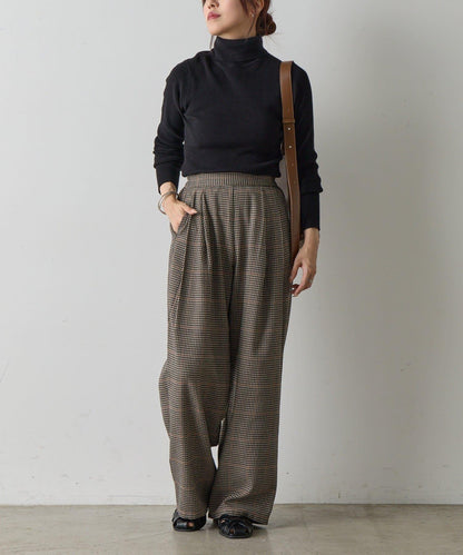 【AW/可搭配套裝】TR格紋雙褶直筒褲