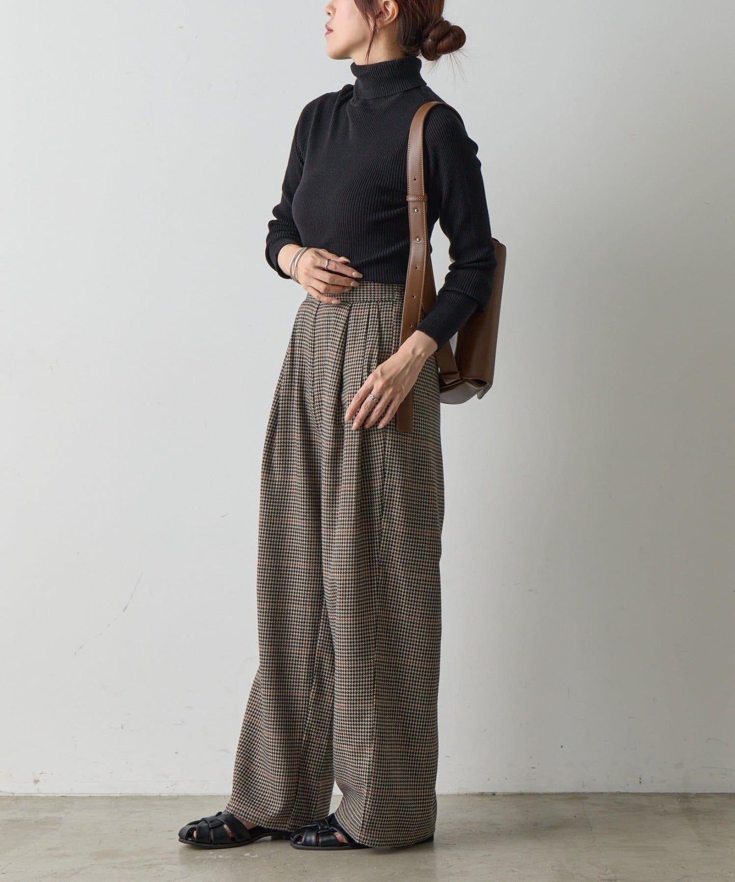 【AW/可搭配套裝】TR格紋雙褶直筒褲