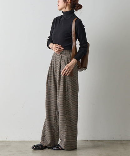 【AW/可搭配套裝】TR格紋雙褶直筒褲