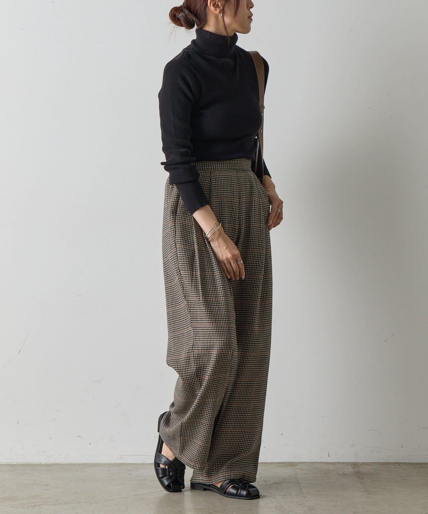 【AW/可搭配套裝】TR格紋雙褶直筒褲