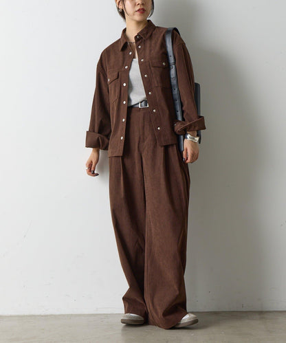 【AW/可搭配套裝】燈芯絨寬腿褲