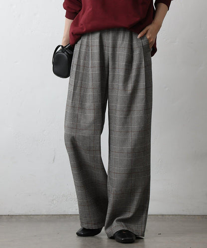 【AW/可搭配套裝】TR格紋雙褶直筒褲