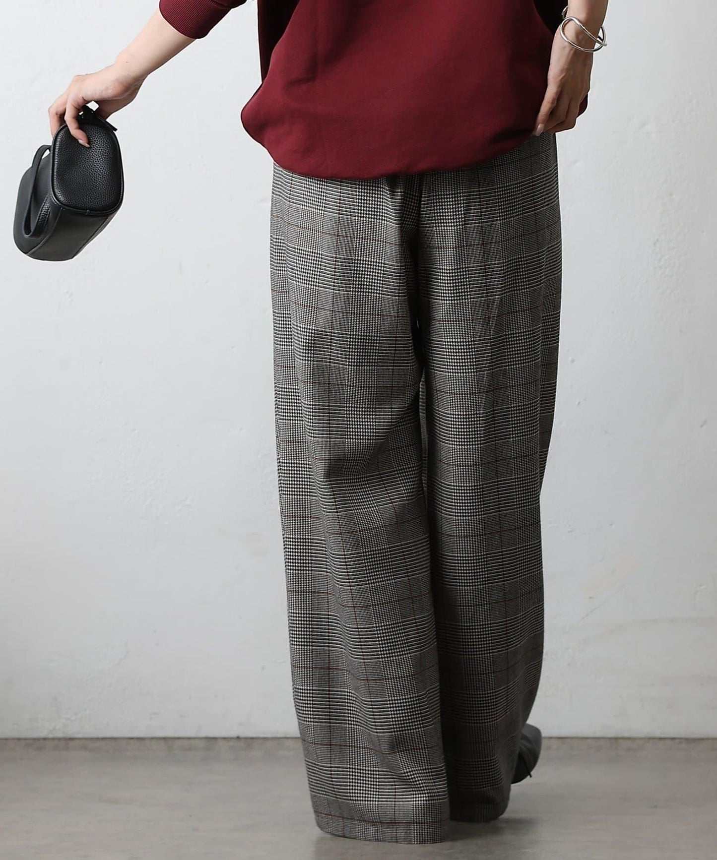 【AW/可搭配套裝】TR格紋雙褶直筒褲