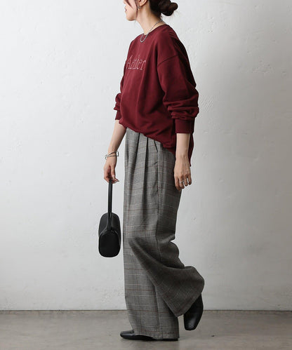 【AW/可搭配套裝】TR格紋雙褶直筒褲