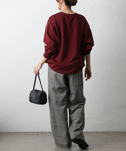 【AW/可搭配套裝】TR格紋雙褶直筒褲