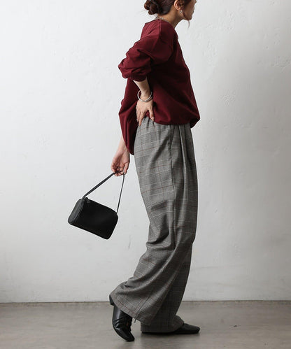 【AW/可搭配套裝】TR格紋雙褶直筒褲