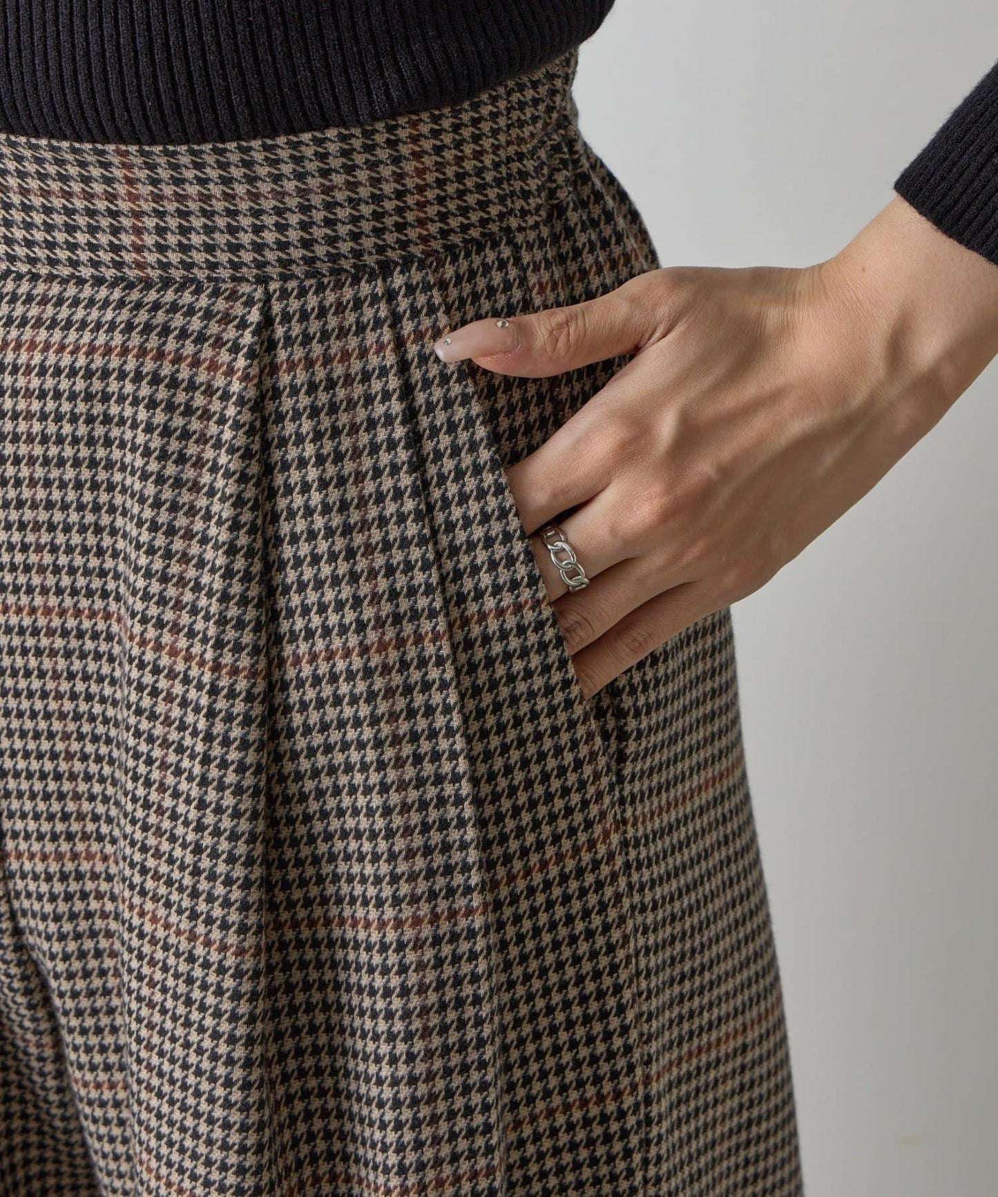 【AW/可搭配套裝】TR格紋雙褶直筒褲