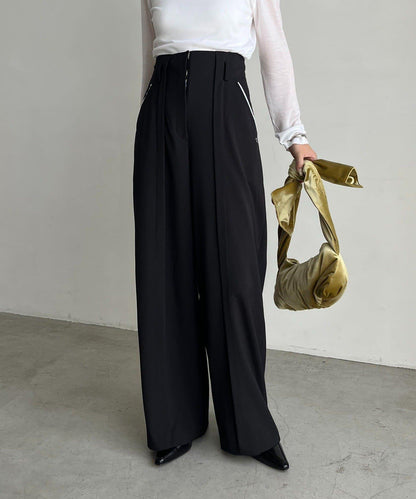 〈C.L〉剪裁高腰長褲