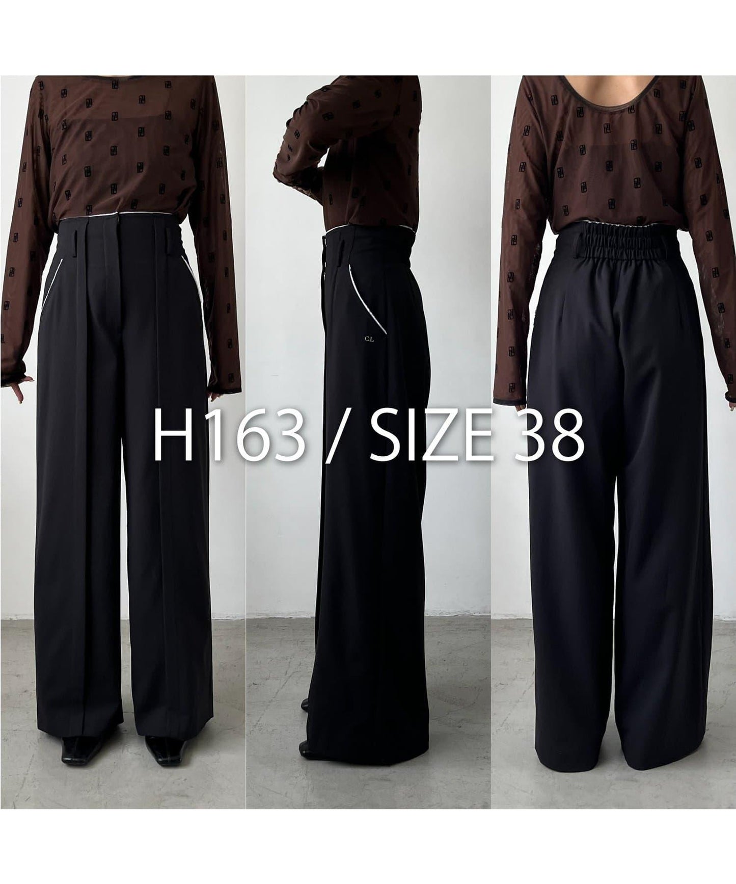 〈C.L〉剪裁高腰長褲