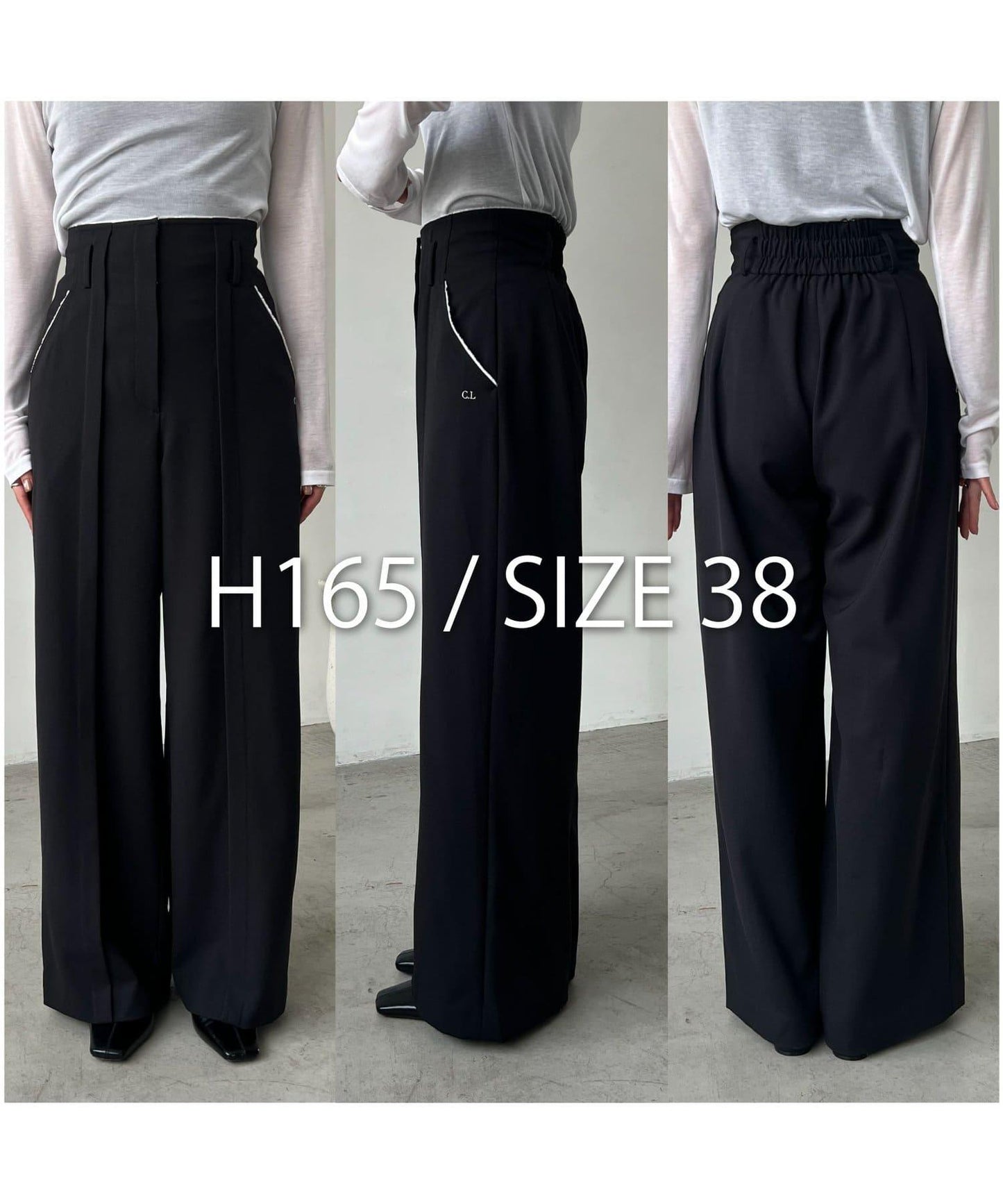 〈C.L〉剪裁高腰長褲